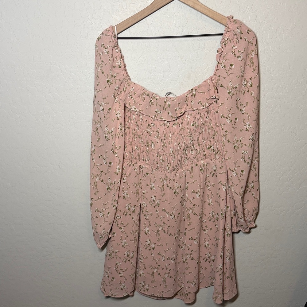 Reformation Morris Long Sleeve Ruffle Mini Dress in Melody Pink Size 12 - Picture 8 of 8